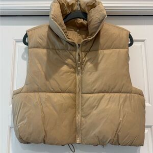 Cropped Tan Puffer Vest